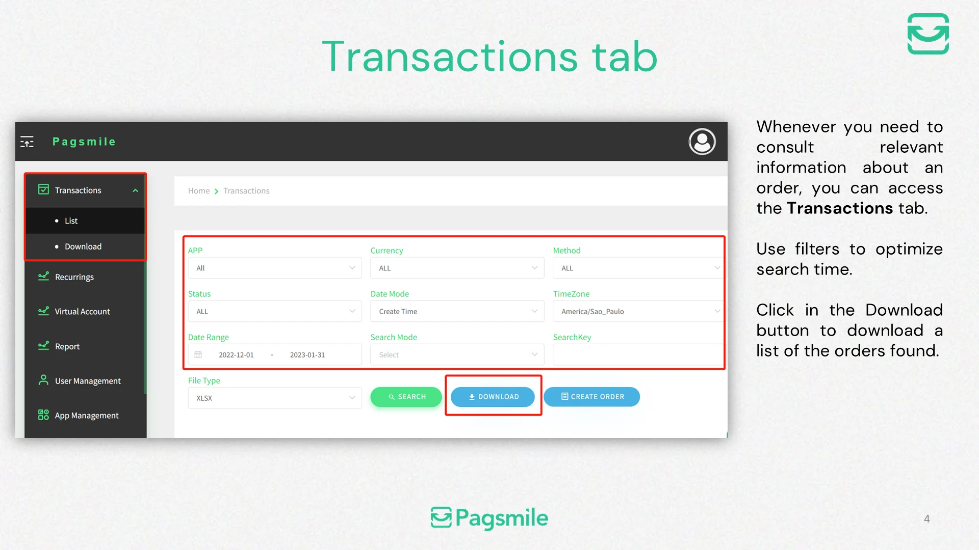 How can I find a transaction in the dashboard? — image 1 of 1