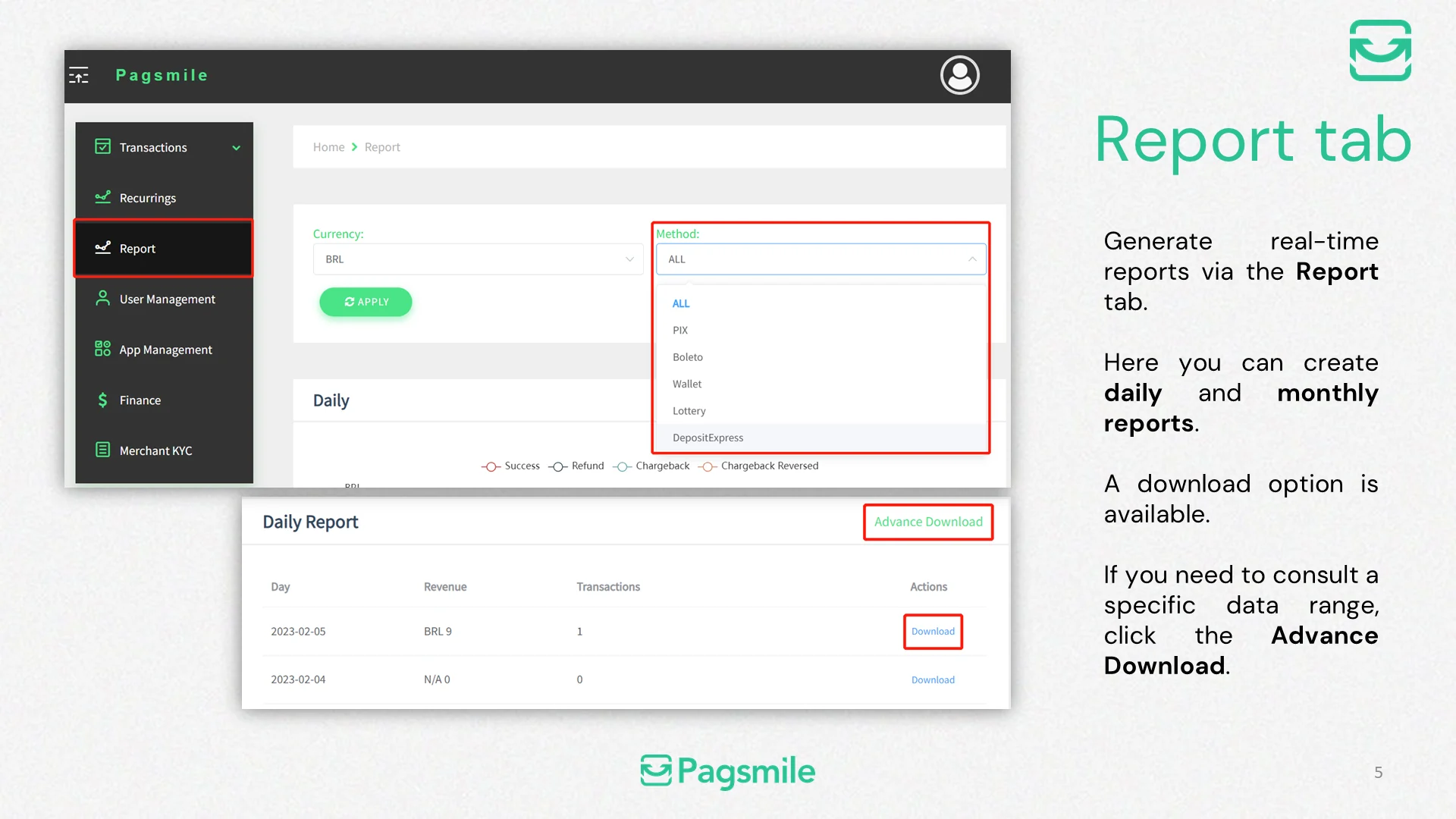 How can I generate a daily or monthly report? — image 1 of 1
