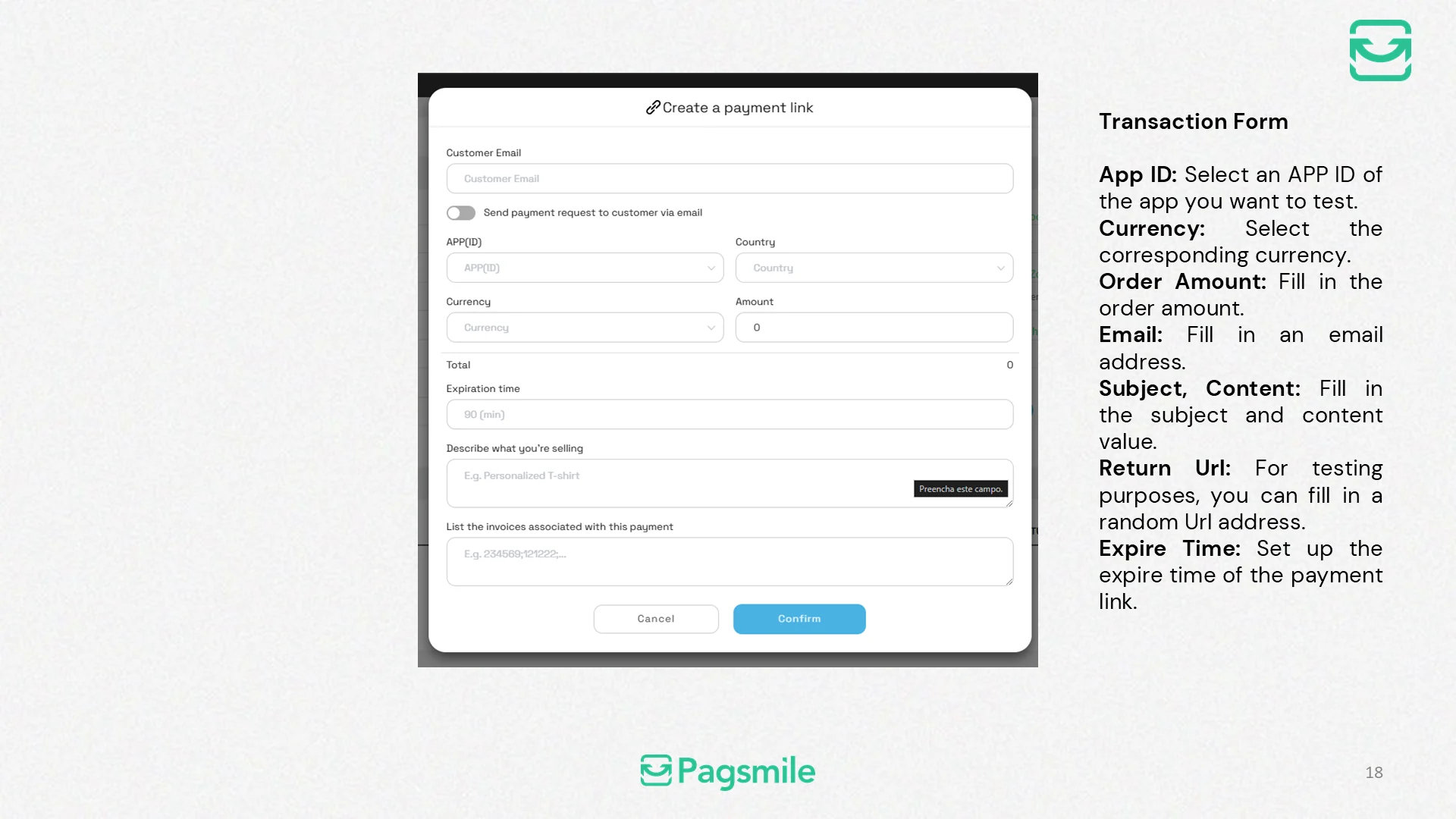 How can I create a payment link in the dashboard? — image 2 of 3