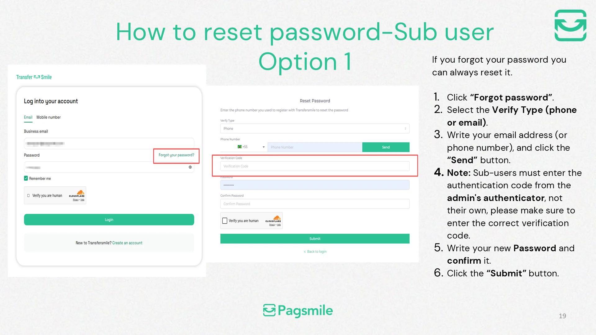 How can I reset my Transfermile dashboard password? — image 2 of 2