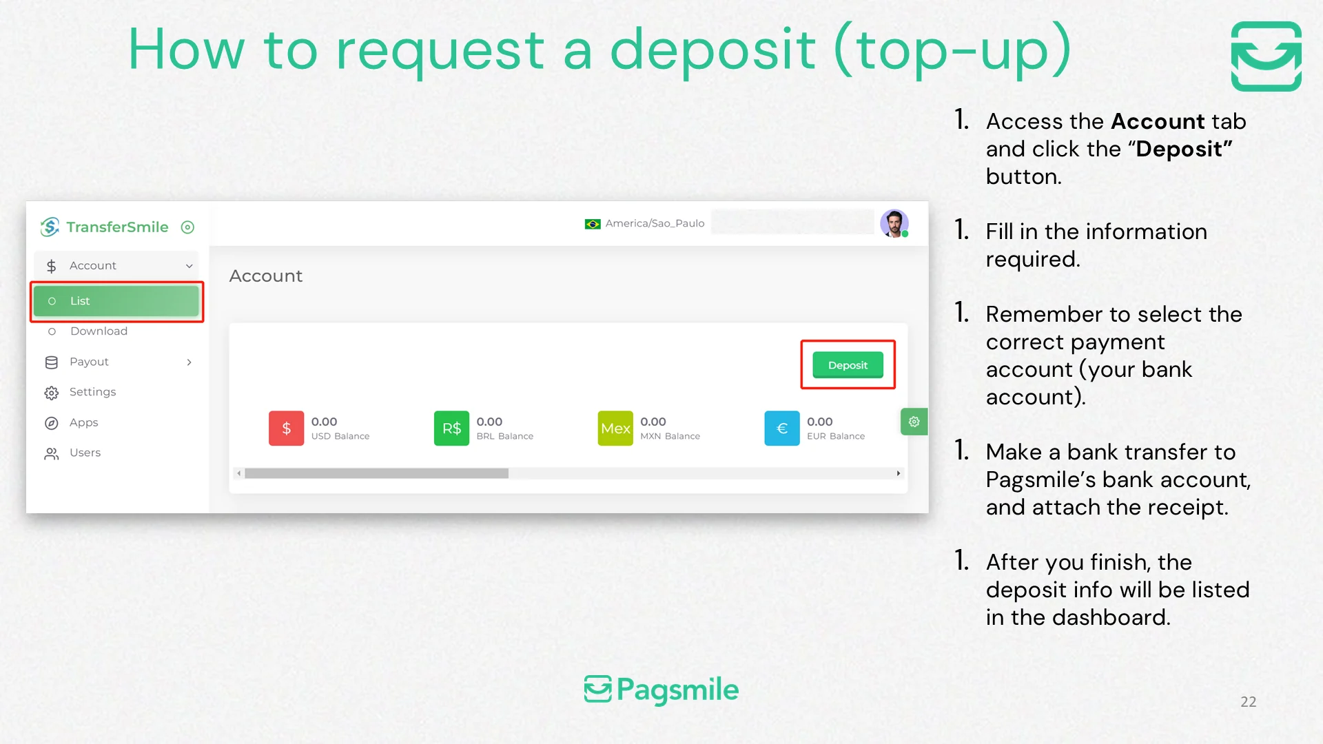 How can I request a deposit or top-up? — image 1 of 2
