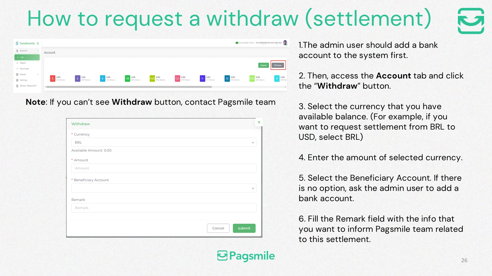 How can I request a withdrawal or settlement? — image 1 of 1