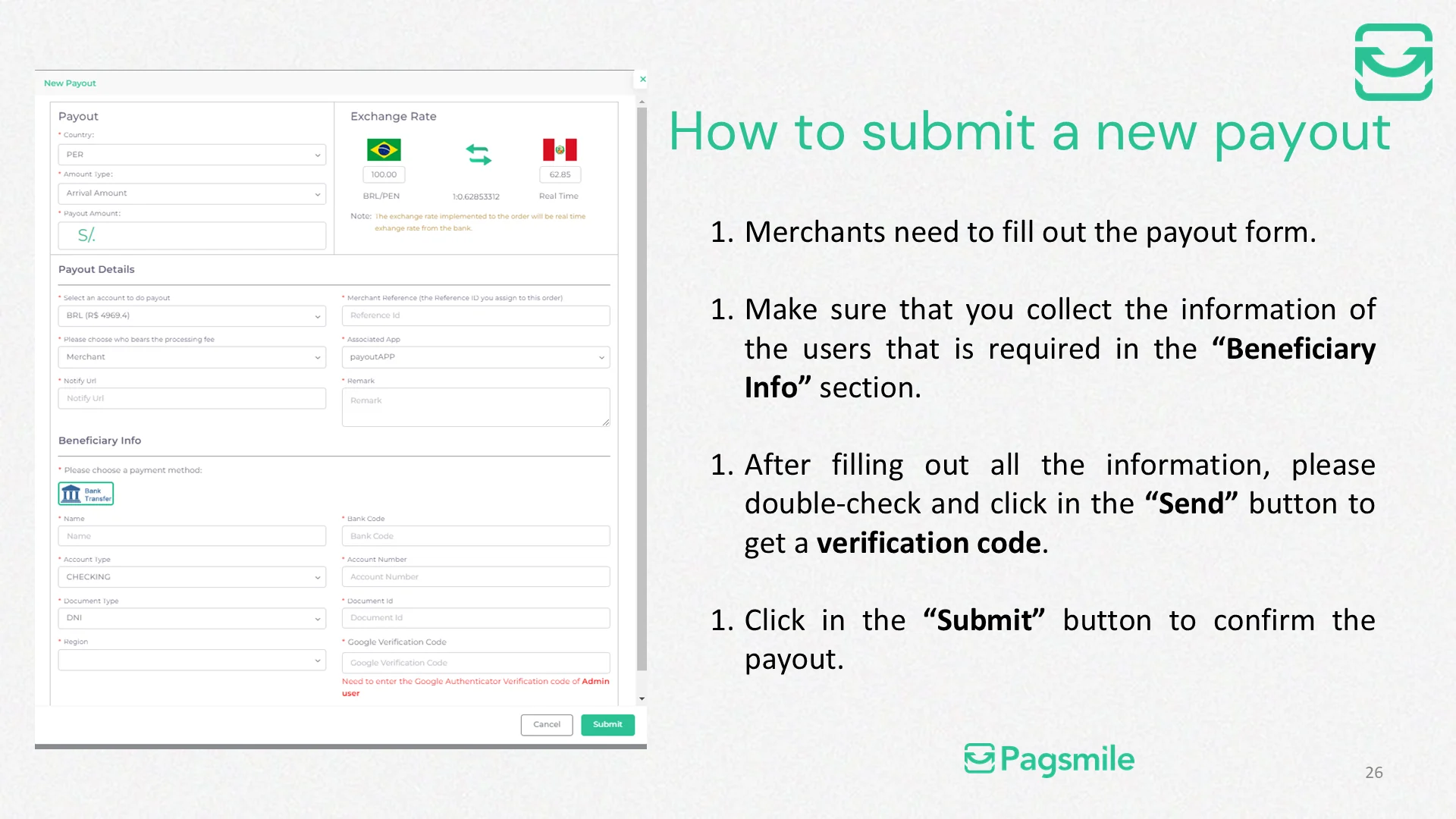 How can I submit a single payout in the dashboard? — image 2 of 4