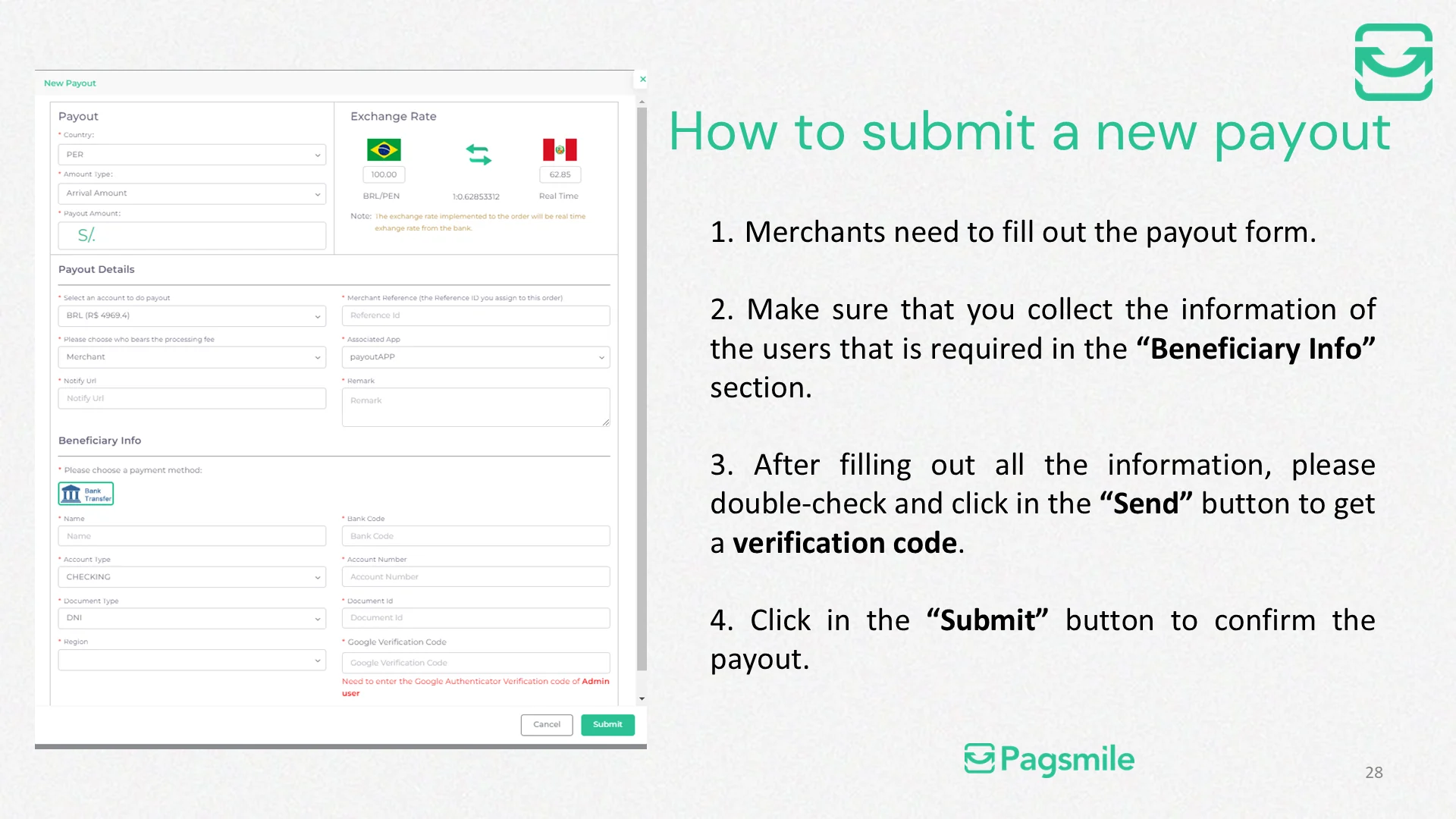 How can I submit a single payout in the dashboard? — image 2 of 4