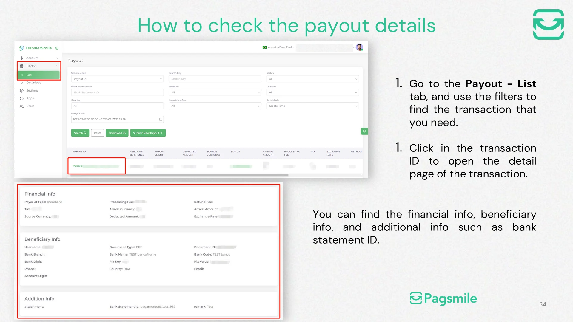 How can I view the details of a payout? — image 1 of 1