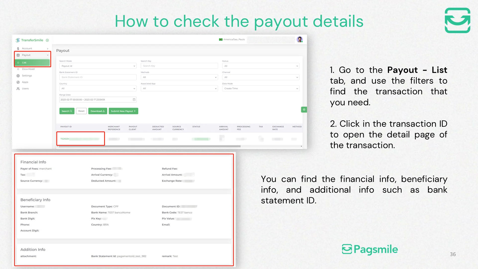 How can I view the details of a payout? — image 1 of 1