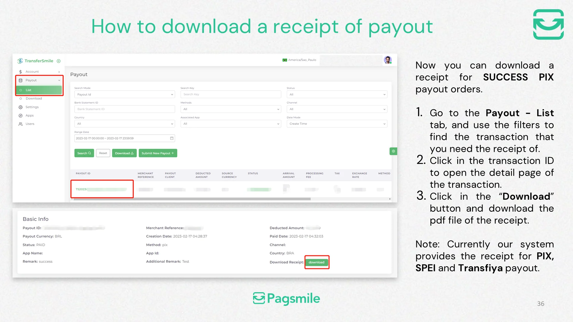How can I download a payout receipt? — image 1 of 1